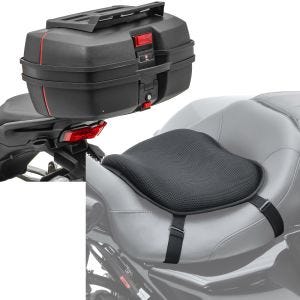 Set: Motorrad Topcase DK45 univ. 45 Liter mit Gepäckgrill Bagtecs mit Motorrad Gel Sitzkissen L Komfortkissen univ. sw