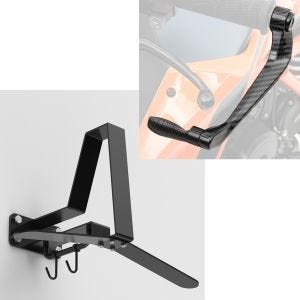 Set: Motorrad Garderobe WH2 Wandhalterung Helmhalter sw XGP mit Hebelschützer X6 sw
