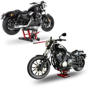 Set: elevateur ciseaux Mid-lift L 680kg rouge ConStands avec Moto Pont elevateur ciseaux Mid-lift M noir 500kg rouge