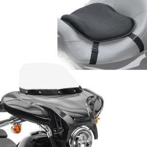 Set: Batwing Verkleidung passend für Chopper und Custombikes mit Windschild Craftride mit Motorrad Gel Sitzkissen L univ. sw
