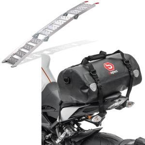 Set: rampe chargement III Alu max. 270 kg triple pli. pour moto ConStands avec Sacoche de selle arrière XF30 Volume 30l