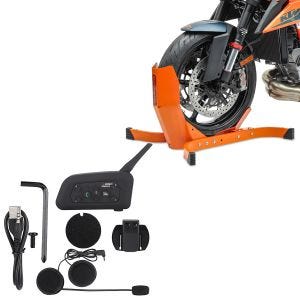 Set: Intercom Motorrad IK6 mit Headset wireless Tourtecs mit Motorradwippe Easy-Plus bis 21 Zoll orange