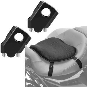 Set: Lenkererhöhung 40mm Alu passend für Lenker mit Ø 22mm 7/8" sw Tourtecs mit Motorrad Gel Sitzkissen L Komfortkissen univ. sw