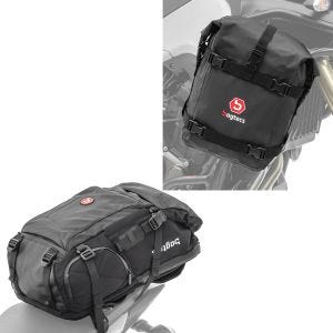 Set: Sac à dos moto HX5 imperméable 45Ltr avec porte-casque Bagtecs avec Sacoche pour pare carter moto etanche 10L K4