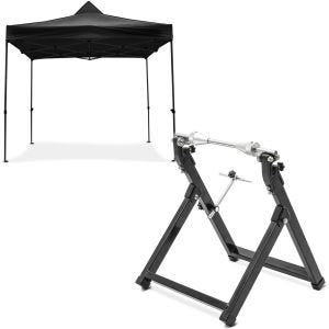 Set: Pavillion pliable 3x3m pour la piste noir Tourtecs avec Équilibreuse pneu moto WU-2 équilibreuse de roues noir