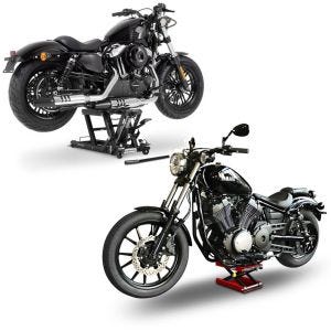 Set: elevateur ciseaux Mid-lift L 680kg noir ConStands avec Moto Pont elevateur ciseaux Mid-lift M noir 500kg en rouge