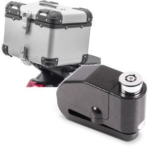 Set: Motorrad Alu Top Case XS45 Alu univ. 45L silber Bagtecs mit Bremsscheibenschloss Alarm 120dB sw