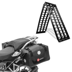 Set: Rampe chargement V nr Alu max. 680 kg pli. pour Moto ConStands avec Sacoches cavalières laterales RB25