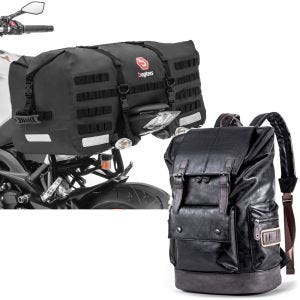 Set: Motorrad Hecktasche SX70 70Ltr wasserdicht in sw Bagtecs mit Motorrad Rucksack RL3 Hecktasche Vintage 24Ltr sw