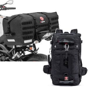 Set: Motorrad Hecktasche SX70 70Ltr wasserdicht in sw Bagtecs mit Motorrad Rucksack HK4 Hecktasche 45Ltr in sw