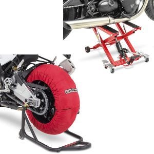 Set: Moto Couvertures Chauffantes Laguna Seca 60-80°C 17" rouge ConStands avec Pont Mid-lift XL 500kg rouge