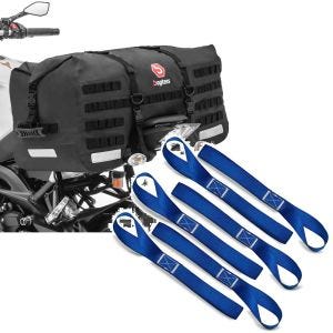 Set: Motorrad Hecktasche SX70 70Ltr wasserdicht in sw Bagtecs mit Zurrschlaufen passend für Spanngurte, 6er Mega Pack Blau