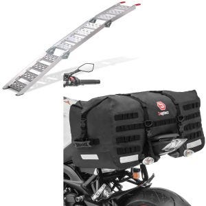 Set: rampe de chargement III Alu max. 270 kg triple pli. pour moto ConStands avec Sacoche de Selle arrière SX70 70Ltr nr