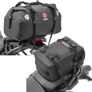 Set: Motorrad Hecktasche Drybag XF60 Wasserdicht Volumen 60l Bagtecs mit Motorrad Hecktasche KH2 Rucksack 20 Liter sw