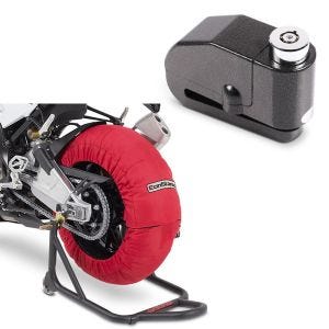 Set: Moto Couvertures Chauffantes Laguna Seca 60-80°C 17" in rouge ConStands avec Antivol bloque disque Alarme 120dB nr