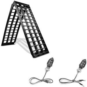 Set: Rampe de Chargement V noir en Alu max. 680 kg pli. pour Moto ConStands avec Clignotants LED KP8 2 pièces teinté