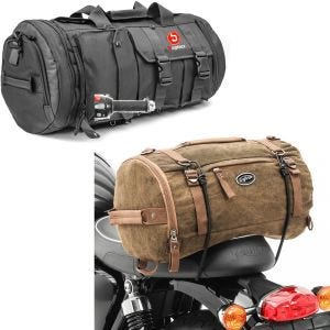 Set: Motorrad Hecktasche TB8 Gepäckrolle 35Ltr sw Bagtecs mit Hecktasche Vintage 25L Canvas Rucksack Gepäckrolle braun