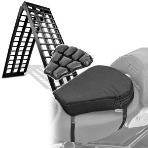 Set: Rampe de Chargement V noir en Alu max. 680 kg pli. pour Moto ConStands avec Moto Coussin d'air Air M noir
