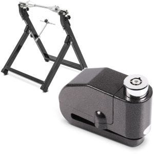 Set: Équilibreuse pneu moto WU-2 équilibreuse de roues noir ConStands avec Antivol bloque disque Alarme 120dB noir