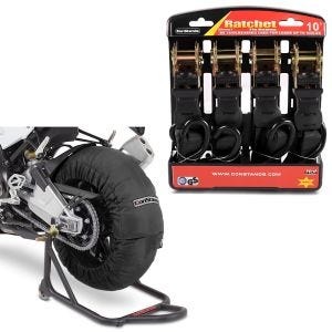Set: Motorrad Reifenwärmer Set Laguna Seca 60-80°C passend für Vorderrad und Hinterrad 17 Zoll sw ConStands mit Spanngurt Set sw