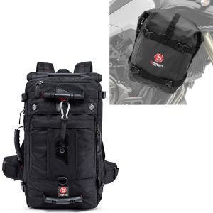 Set: Motorrad Rucksack HK4 Hecktasche 45Ltr sw Bagtecs mit Sturzbügeltasche passend für Schutzbügel K4 wasserdicht 10 Liter