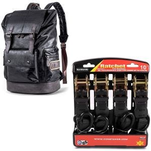 Set: Motorrad Rucksack RL3 Hecktasche Vintage 24Ltr sw Craftride mit Spanngurt Set sw