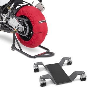 Set: Moto Couvertures Chauffantes Laguna Seca 60-80°C 17" rouge ConStands avec Chariot Range Mover II, max. 400 kg, gris