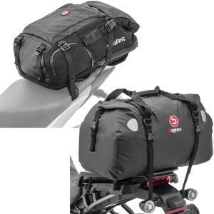 Set: Sac à dos moto HX5 imp. 45Ltr avec porte-casque Bagtecs avec Sacoche de selle Moto arrière XF60 Etanche Volume 60L