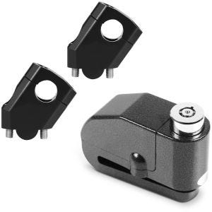 Set: Lenkererhöhung 40mm Alu passend für Lenker mit Ø 22mm 7/8" sw Tourtecs mit Bremsscheibenschloss Alarm 120dB Motorrad sw