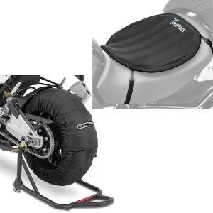 Set: Moto Couvertures Chauffantes Laguna Seca 60-80°C 17" noir ConStands avec Moto Gel Coussin de selle Néoprène L noir