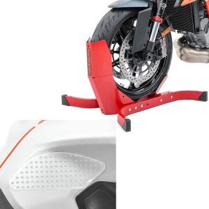 Set: Bloque Roue Easy-Plus à 21 Pouces rouge ConStands avec Protège réservoir lateral moto Grip M Protection transparent