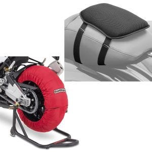Set: Moto Couvertures Chauffantes Laguna Seca 60-80°C 17" in rouge ConStands avec Moto Gel Coussin de selle S Univ. noir