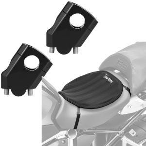 Set: Lenkererhöhung 40mm Alu passend für Lenker mit Ø 22mm 7/8" sw Tourtecs mit Motorrad Gel Sitzkissen Neopren L sw