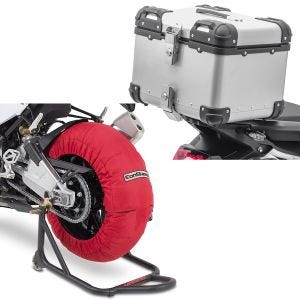 Set: Moto Couvertures Chauffantes Laguna Seca 60-80°C 17" in rouge ConStands avec Top case Alu moto XS45 argent 45L