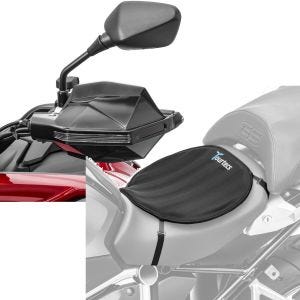 Set: Motorrad Handprotektoren HG2 Handschützer univ. sw Moto Guard mit Gel Sitzkissen Neopren L Gelkissen Sitzauflage sw