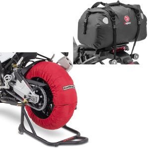 Set: Moto Couvertures Chauffantes Laguna Seca 60-80°C 17" in rouge ConStands avec Sacoche de selle XF60 Volume 60L