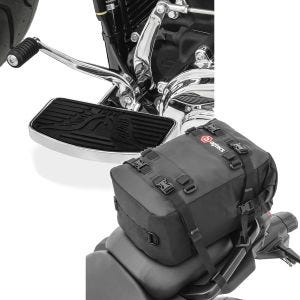 Set: Univ. Trittbretter passend für Cruiser und Chopper FB3 Craftride mit Motorrad Hecktasche KH2 Rucksack 20L sw