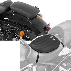 Set: Selle Pouf passager à Ventouses pour Motos Custom Glider X noir Craftride avec Gel Coussin de selle Néoprène L noir