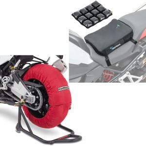 Set: Moto Couvertures Chauffantes Laguna Seca 60-80°C 17" in rouge ConStands avec Moto Coussin d'air Air Deluxe S noir