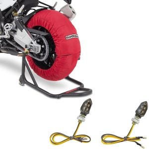 Set: Moto Couvertures Chauffantes Laguna Seca 60-80°C 17" in rouge ConStands avec Clignotants LED KP8 2 pièces teinté