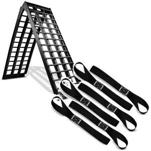 Set: Alu Rampe V sw, bis 680 kg, klap, passend für Motorrad ConStands mit Zurrschlaufen passend für Spanngurte, 6er Mega Pack Blau