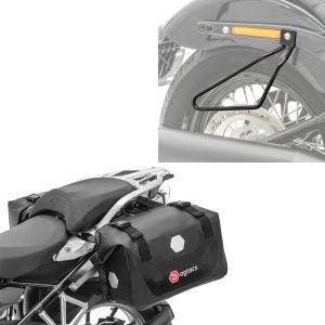 Set: Motorrad Satteltaschen Wasserdicht RB25 mit Rollverschluss Bagtecs mit Satteltaschenhalter Universal sw