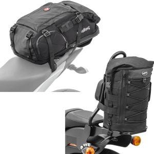 Set: Motorrad Rucksack HX5 wd. 45Ltr mit Helmhalterung Bagtecs mit Sissybar Tasche passend für Chopper und Cruiser DB4