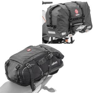 Set: Motorrad Rucksack HX5 wd. 45Ltr mit Helmhalterung Bagtecs mit Hecktasche SX45 wd. Volumen 45L Rollverschluss