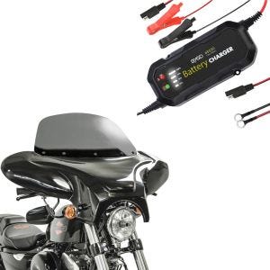 Set: Batwing Verkleidung passend für Chopper und Custombikes rg Craftride mit Motorrad Batterie Ladegerät BC2 1.500mA