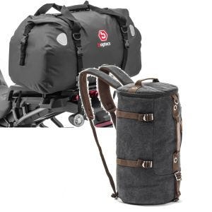 Set: Sacoche de selle Moto arrière XF60 Volume 60l Bagtecs avec Sac à dos moto Canvas VG8 35Ltr Retro noir
