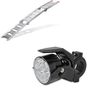 Set: rampe de chargement III en Alu max. 270 kg triple pli. pour moto ConStands avec Phare Additionnel LED S2 seul ECE
