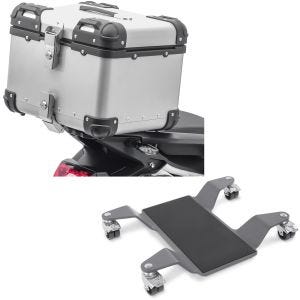 Set: Top case Alu moto XS45 argent 45L Bagtecs avec Chariot Range pour béquille centrale Mover II, max. 320 kg, gris