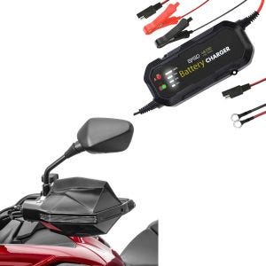 Set: Motorrad Handprotektoren HG2 Handschützer univ. sw Moto Guard mit Batterie Ladegerät BC2 Vollautomatisch 1.500mA