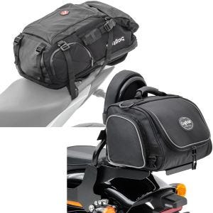 Set: Motorrad Rucksack HX5 wasserdicht 45Ltr mit Helmhalterung Bagtecs mit Hecktasche TM2 Sissybartasche 14 Liter sw